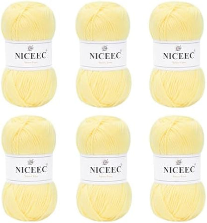 NICEEC 300g Soft Assorted Colors Yarn 100% Acrylic 870yds -Yellow by NICEEC