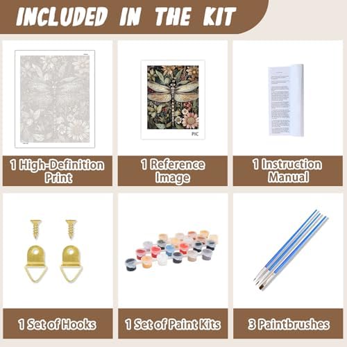 XTCIXAL Paint by Numbers Kit for Adults, Dragonfly, 16X20 Inch - Image 5