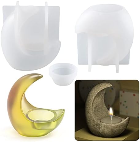 Moon Candle Holder Resin Mould, DIY Silicone Mould for Home Decorations - Image 2