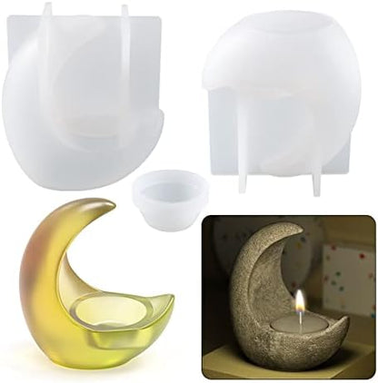 Moon Candle Holder Resin Mould, DIY Silicone Mould for Home Decorations - Image 2