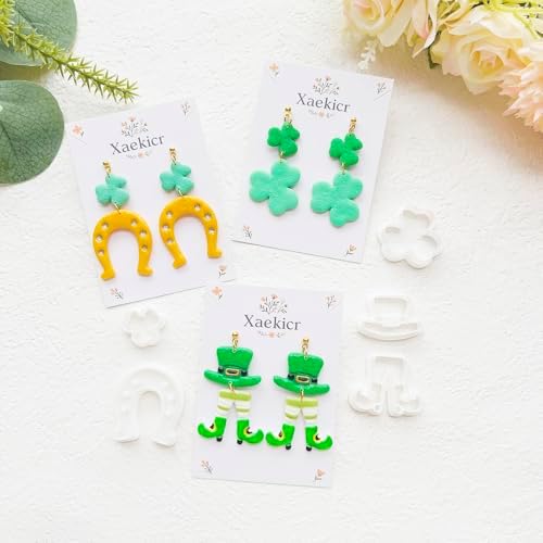 St. Patrick's Day Polymer Clay Cutters Set - 12pcs Lucky Shamrock Leprechaun Shapes for DIY Earring Jewelry Making, Soft Clay Crafts & Holiday Supplies - Image 5