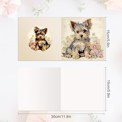 6pcs Diamond Art Painting Kit Greeting Card, Dermu 5D DIY Diamond Handmade Holiday Greeting Card with Envelope, Holiday Gift Congratulation - Image 2