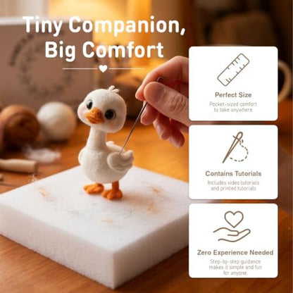 DIY Needle Felting Kit Cute White Goose Duckling – Needle Felting Starter Kit with Fiber Roving, Needles, Felting Pad & Instructions | Felted Bird Animal Kit for Beginners Adults | DIY Craft Gift - Image 5