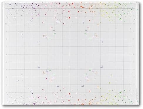 GLASSBOARD STUDIO Glass Craft Mat - Magnetic, Heat & Scratch Resistant - For Crafting, Cutting, Painting, Mixed Media Artwork - Grid Lines, Non-Slip Rubber Feet (Color Burst 13.5”L x 18”W) by GlassboardStudio