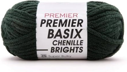 Premier Basix Chenille Brights Yarn, Plush Bulky Chenille Yarn for Crocheting & Hand Knitting, Soft Yarn for Cozy Projects, Chunky Yarn for Hand Knitting, Forest by Premier
