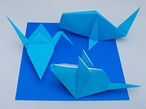 [Taro's Origami Studio] Standard 6 Inch One Sided Single Colors (Blue) 50 Sheets (All Same Color) Square Easy Fold Premium Japanese Paper for Beginner - Image 6