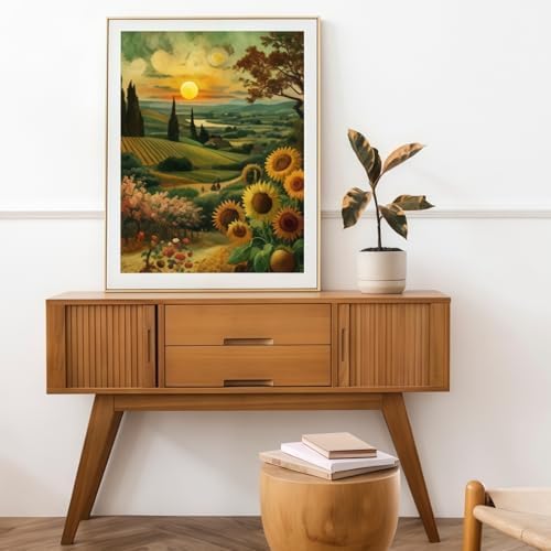 CSZPPQAF Sunflower Paint by Numbers for Adults Beginner, Vvillage Landscape Paint by Number Kits on Canvas DIY Oil Painting Watercolor Color by Numbers for Home Wall Decor 16x20inch - Image 4