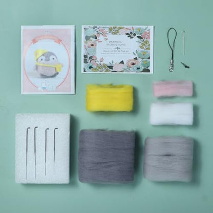 Wizardi Beginner Needle Felting Kit for Adults - Casual Penguin. Bird Felting Kit 5x5x4cm. Felting Tools. Wool Felting Supplies. Felt Crafts. Wool Felt. F07N8-W117 - Image 3