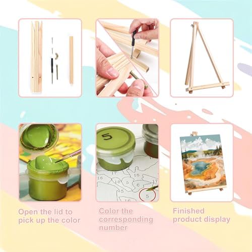 National Park Paint by Numbers for Adults with Framed Canvas - Wooden Easel - Image 6