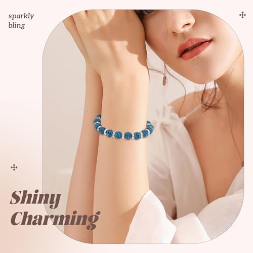 160pcs 10mm Rhinestone Beads for Jewelry Making, Blue Zircon Shiny Round Disco Ball Beads Bulk, Sparkle Crystal Clay Christmas for Bracelet Baseball Necklace Earring Crafting and DIY - Image 3