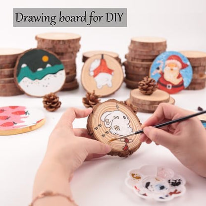 Natural Wood Slices for Crafts, 70 Pcs Unfinished Pine Wood Circles - Image 3