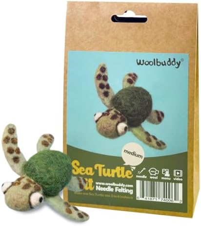 Woolbuddy Needle Felting Starter Kit (Sea Turtle) for Adults with DIY Tool by Woolbuddy