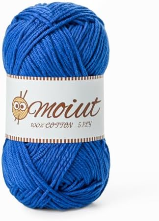 Cotton Yarn for Crocheting, Baby Yarn for Crocheting Soft, 131yds / 1.76oz Fluffy Amigurumi Crochet Yarn, 5 Ply 100% Milk Cotton Yarn for Puzzle、Socks、Clothes(Blue) by OMoiut