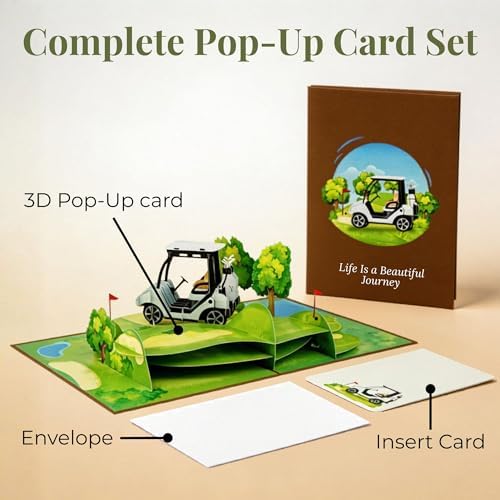 iGifts And Cards Golf Cart Beautiful Journey Retirement 3D Pop-Up Card 6x8 - Image 2
