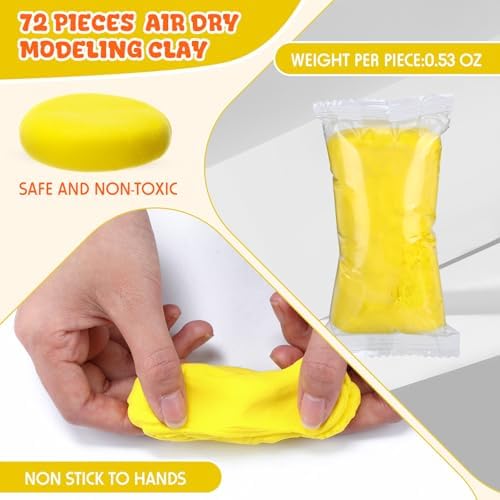 VioraWhite 72 Pcs 38oz Air Dry Clay Bulk Modeling Clay,Yellow - Image 2