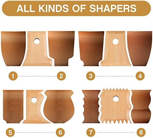 Amylove 7 Pcs Pottery Tools Pottery Wheel Ribs Wood Color - Image 3