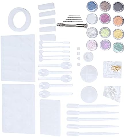 Dam Skerisi 94Pcs Silicone Jewelry, DIY Resin Set, Reusable Durable Safe Elastic Pendant Casting with Glitter Sequins, Screw Eye Pins, Tools for Handmade Jewelry Craft Making - Image 2