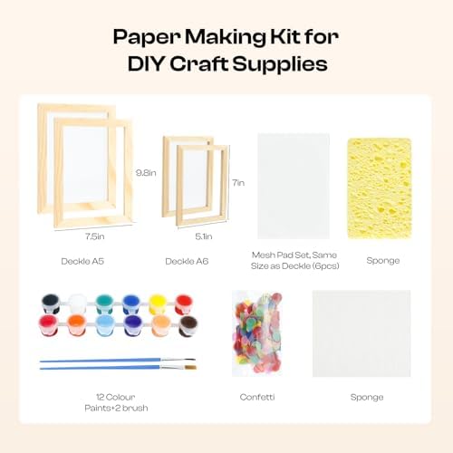 Caydo Paper Making Kit, 2 Size A5 A6 Papermaking Mould and Deckle - Image 7