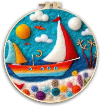 CaptainCrafts Needle Felting Kit for Adults Sailing Vessel sea Pattern by CaptainCrafts