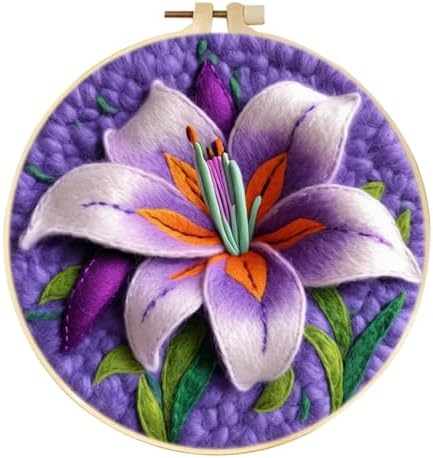 CaptainCrafts Needle Felting Kit for Adults Lily Flowers Pattern by CaptainCrafts