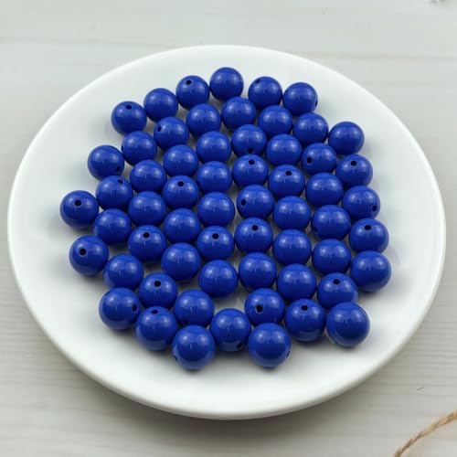 60pcs Acrylic Round Beads for Crafts 14mm Resin Candy Color Spacer Beads with Hole for Jewelry Making Sewing Crafts Decoration Necklaces Bracelets Earrings Supplies(Light Sapphire Blue) - Image 2