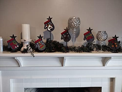 Charcoal Mittens | Felt Applique Christmas Ornament Kit | 6 DIY Christmas Ornament Mittens | 4" x 4.5" - Image 7