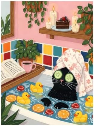 CraftBliss Cat Paint by Number for Adults, Funny Animal Painting by Numbers, DIY Acrylic for Beginners Unframed, Easy Paint by Numbers Adults on Canvas Decor 16x20inch by Unknown