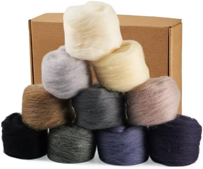 50G Needle Felting Wool Multicolor Wool Roving for Needle Felting 10 Colors Soft Spinning Wools Bulk for Felting DIY Crafts Hand Spinning Supplies - Image 7