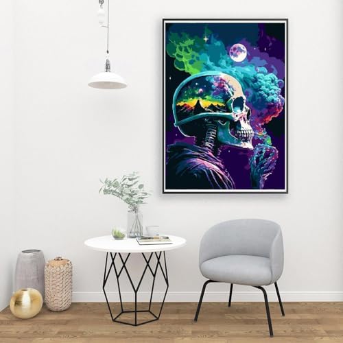 pchmcu DIY Skull Paint by Numbers Kits for Adults,Paint by Number for Adults Beginner Moon,Skeleton Paint by Numbers Kits on Canvas Without Frame for Home Wall Decor 16x20inch - Image 4