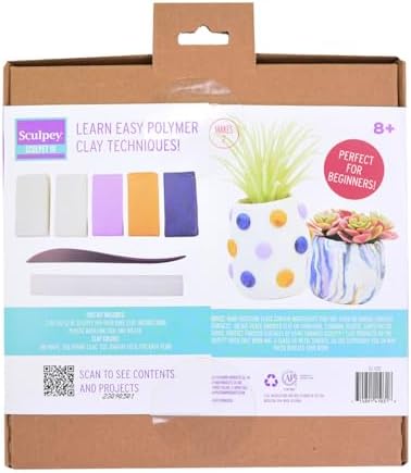 Sculpey III® Polymer Oven-Bake Clay Succulent Pot Kit, 7 Piece kit, for Adults and Teens, Non Toxic, 5 Colors of Clay, DIY Modeling Clay and Sculpting Tools - Image 2