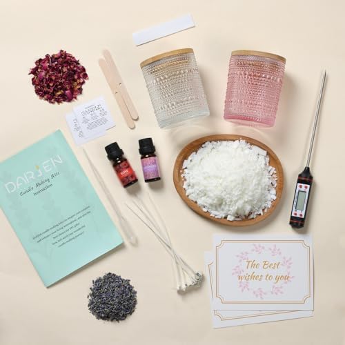 DARJEN Candle Making Kit for Beginners, 2 Jars Soy Wax Scented DIY Set - Image 3