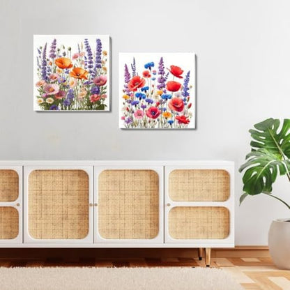 TCDZMYGS 2 Pack Flowers Paint by Numbers Kit for Adults Beginner,Easy Paint by Number Kits Without Frame,DIY Acrylic Oil Painting by Numbers for Home Wall Decor 12 x 12 inch - Image 2