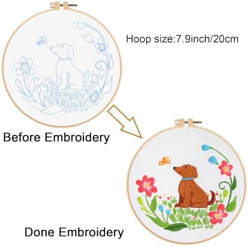 Louise Maelys Floral Dog Embroidery Kit for Beginners Handmade Gift - Image 4