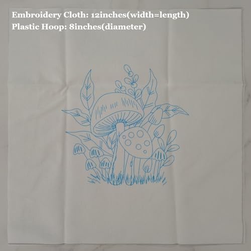 Esffaci Embroidery Starter Kit for Adult Beginner with Mushroom Plant Flower Pattern Hand Embroidery Set with Cloth Hoop Needle Threader Floss and Instruction - Image 3