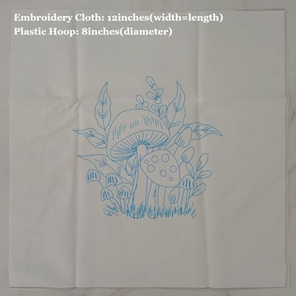 Esffaci Embroidery Starter Kit for Adult Beginner with Mushroom Plant Flower Pattern Hand Embroidery Set with Cloth Hoop Needle Threader Floss and Instruction - Image 3