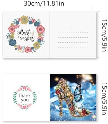 DIY Diamond Greeting Cards Set Christmas, 5D DIY Diamond Art Painting Greeting Card, DIY Christmas Card Making Kits for Family Friends Handmade Gift-#25-High Heels - Image 2