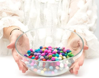 Glaciart One Felt Pom Poms, Wool Balls (400 Pieces) 1 Centimeter - 0.4 Inch, Handmade Felted 40 Color (Red, Blue, Orange, Yellow, Black, White, Pastel and More) Bulk Small Puff for Felting and Garland by GlaciartOne