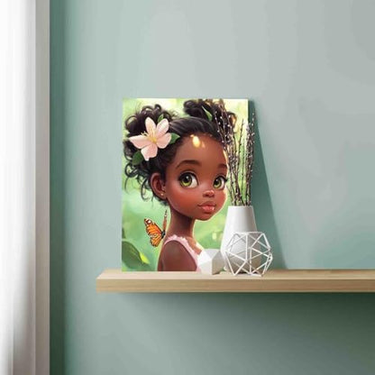 DIY Paint by Numbers for Adults Black Girl Painting Acrylic Paint DIY Digital Oil Painting Cute Little Girl Painting Kits African American Canvas Art Living Room Decor 16x20 Inch（Without Frame ） - Image 2