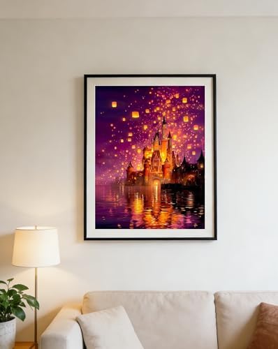 CraftBliss Paint by Numbers for Adults, Magical Sky Lantern Castle, DIY Acrylic Oil Painting Kit on Canvas, Fantasy Landscape Wall Art for Beginners, Home Decor Gift for Art Lovers, 12x16 inch - Image 3