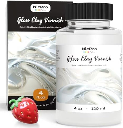 Nicpro Air Dry Clay Varnish (4 oz), Air Dry Clay Glaze Sealant for Pottery by Nicpro