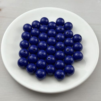 40pcs Acrylic Round Beads for Crafts 16mm Resin Candy Color Spacer Beads with Hole for Jewelry Making Sewing Crafts Decoration Necklaces Bracelets Earrings Supplies(Dark Sapphire Blue) - Image 2