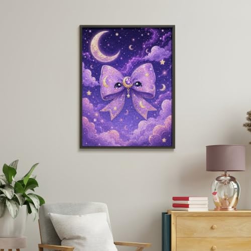 Lyngora Paint by Numbers Kit for Adults Beginner Art Decor Purple Moon Bow - Image 4