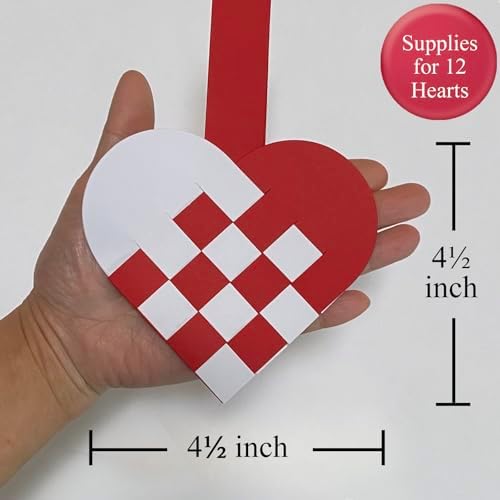 12 DIY Danish Heart Baskets. Precut and Ready to Use, No Tools Needed. Traditional Weaving Paper Craft to Make Julehjerter. Great Home Classroom Decorations. for Experienced Crafters (4x4, Red/White) - Image 2
