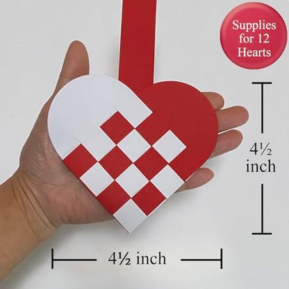 12 DIY Danish Heart Baskets. Precut and Ready to Use, No Tools Needed. Traditional Weaving Paper Craft to Make Julehjerter. Great Home Classroom Decorations. for Experienced Crafters (4x4, Red/White) - Image 2