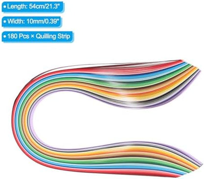 PATIKIL 180pcs Quilling Strips Paper 3/8"(10mm) 54cm Origami Paper Quilling Strip for Art DIY Hand Craft 36 Colors - Image 2