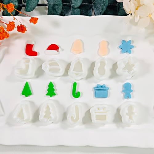 Xaekicr 10 Pcs Christmas Polymer Clay Cutters Set – Holiday Clay Cutters for Earrings, Ornaments & Jewelry Making – Gingerbread, Snowman, Tree Shapes – Clay Tools for Polymer Clay Crafts - Image 4