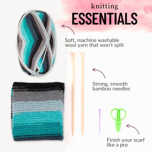 The Spinning Hand Knitting Kit for Beginners Adults – Educator-Designed, Self-Striping Wool Yarn, Bamboo Needles & Video Tutorials (Nebula) - Image 3
