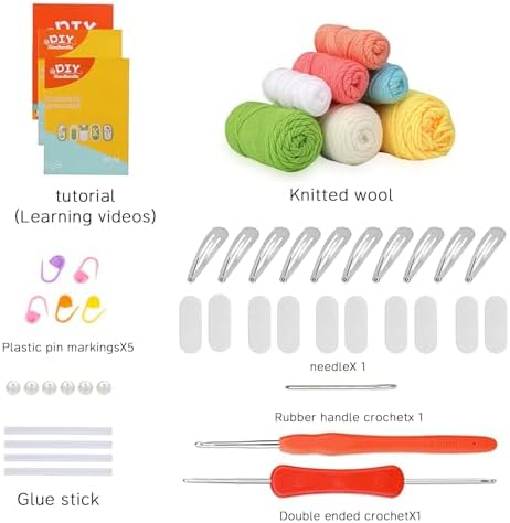 KyeeaDIY Crochet Kit for Beginners, Crochet Starter Kits, Hair Clip Knitting Crocheting Kits with Step-by-Step Video Tutorials, Complete Crochet Kit for Adults Decoration (Hairpin) - Image 2