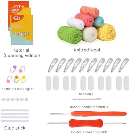 KyeeaDIY Crochet Kit for Beginners, Crochet Starter Kits, Hair Clip Knitting Crocheting Kits with Step-by-Step Video Tutorials, Complete Crochet Kit for Adults Decoration (Hairpin) - Image 2