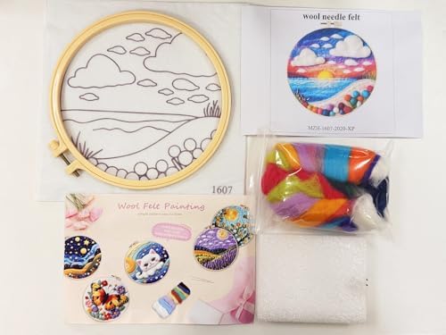 CaptainCrafts Needle Felting Kit for Adults Sunset Landscape Pattern - Image 3